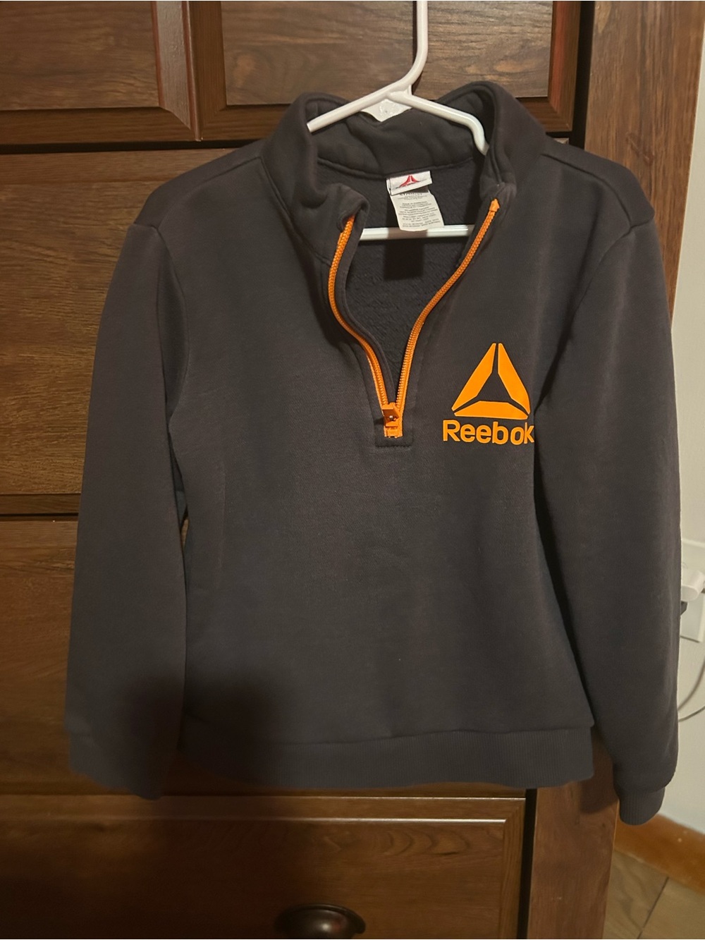 Reebok Dark Gray Quarter-Zip Pullover with Orange Accents